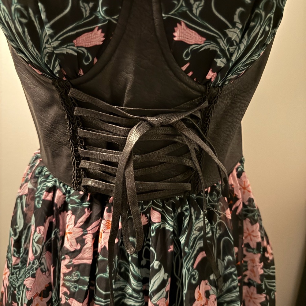 Floral Black and Pink Corset Dress